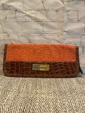 Samantha Brown Orange and Brown Textured Clutch